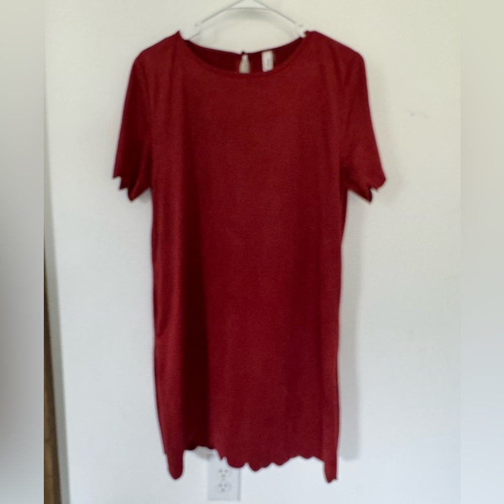 Deep red scalloped edge dress